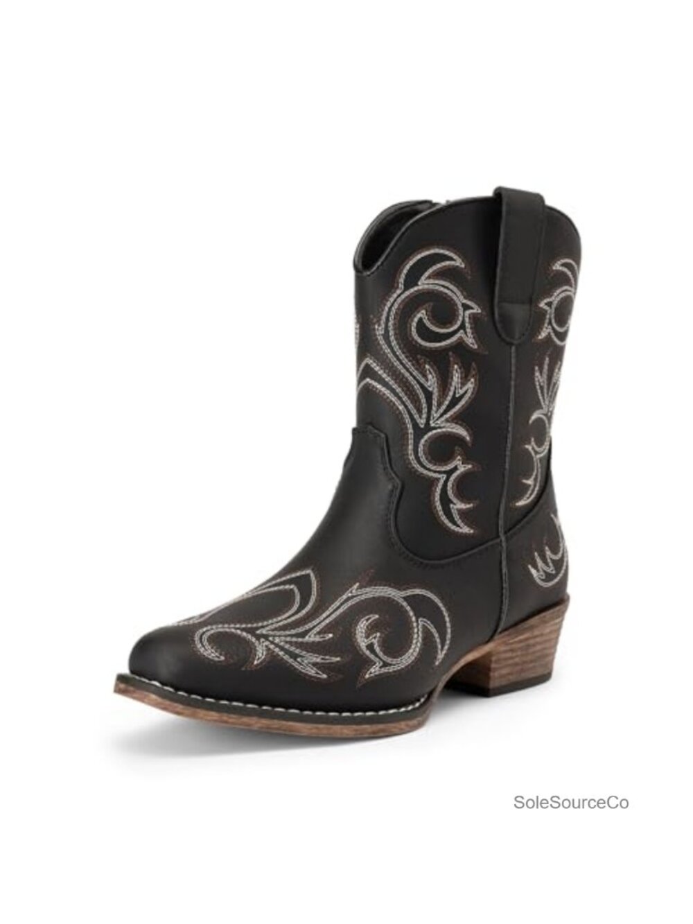 Women's Western Embroidered Ankle Boots Faux Leather Booties